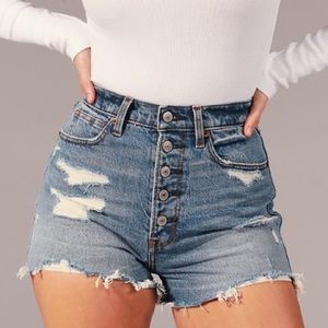 Abercrombie curve love ultra high mom shorts